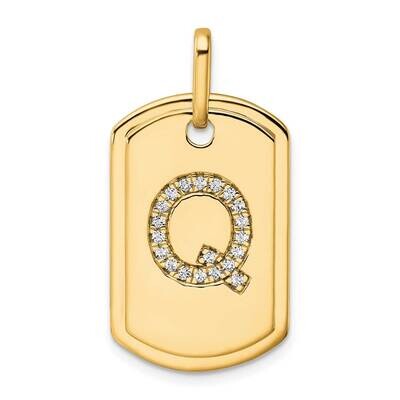 Diamond Initial Q Dog Tag Charm 14k Gold PM9842Q-021-YA, MPN: PM9842Q-021-YA,