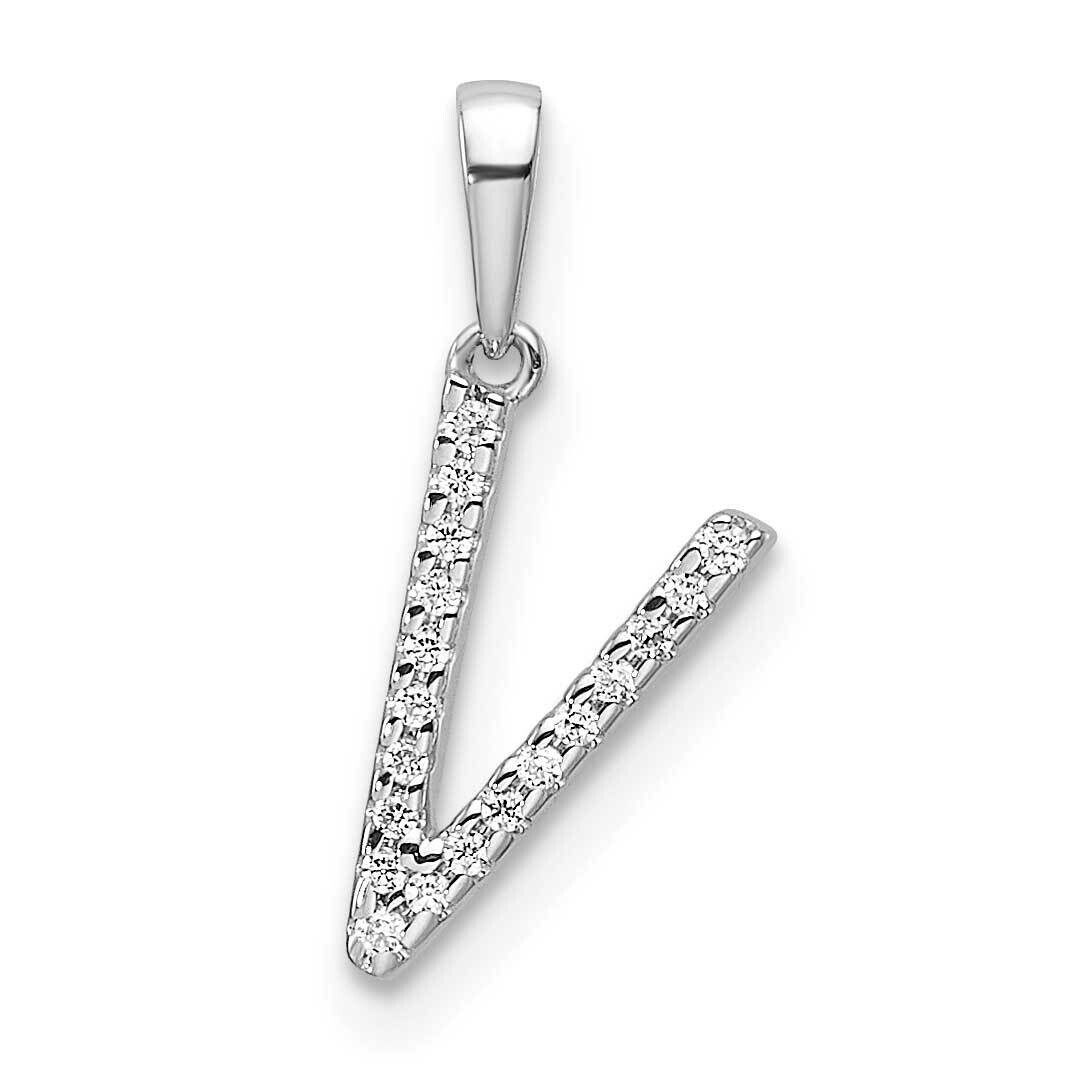 Diamond Letter V Initial Pendant 14k White Gold PM9798V-006-WA, MPN: PM9798V-006-WA,