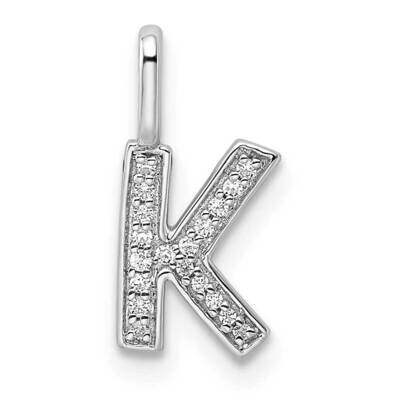 Diamond Letter K Initial Pendant 14k White Gold PM8367K-006-WA, MPN: PM8367K-006-WA, 196904074237