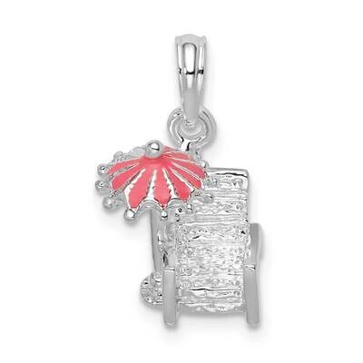 3D Enameled Beach Chair Pendant Sterling Silver Polished QC10646, MPN: QC10646, 637218144600