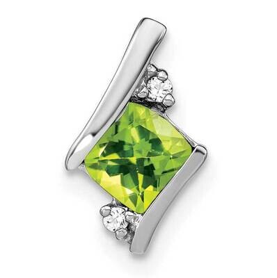Cushion Peridot Diamond Chain Slide 10k White Gold PM7398-PE-002-1WA, MPN: PM7398-PE-002-1WA,