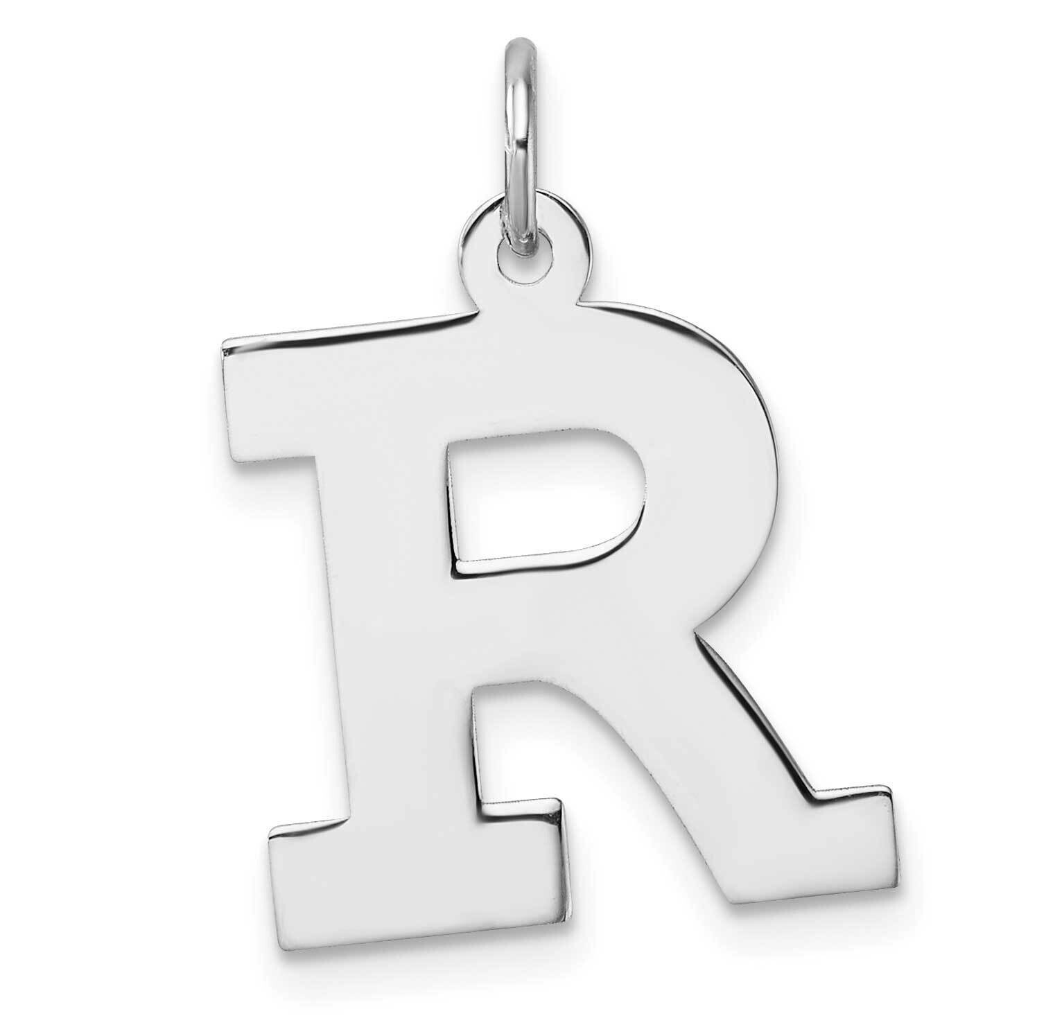 Large Block Letter R Initial Charm Sterling Silver Rhodium-Plated QC11255R