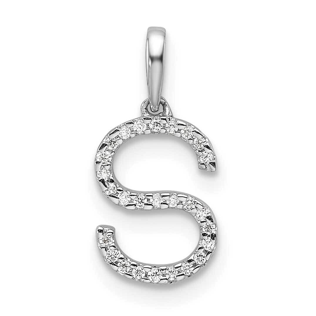Diamond Letter S Initial Pendant 14k White Gold PM9798S-008-WA, MPN: PM9798S-008-WA,