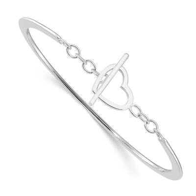 Heart Toggle Clasp Bangle Bracelet Sterling Silver Polished QB1524, MPN: QB1524,