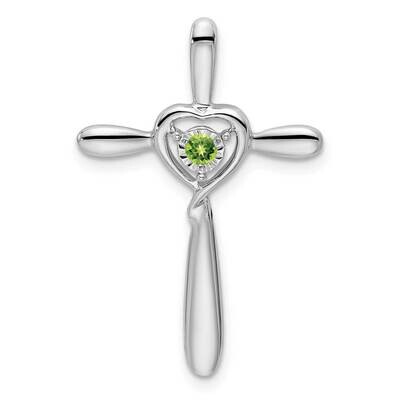 Peridot Cross Heart Chain Slide 10k White Gold PM7408-PE-1W, MPN: PM7408-PE-1W,