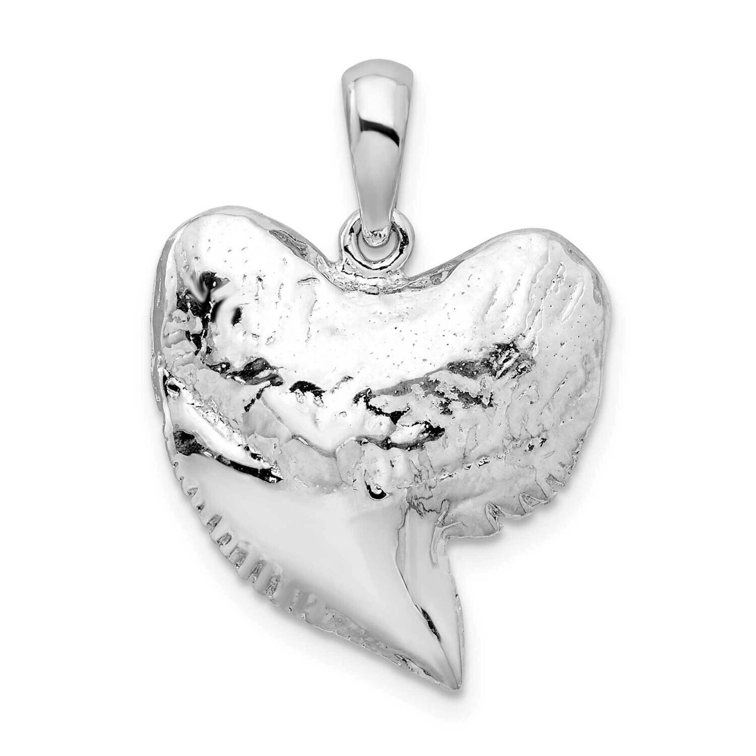 Textured Shark Tooth Pendant Sterling Silver Polished QC10135