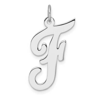 Large Script Letter F Initial Charm Sterling Silver Rhodium-Plated QC11253F, MPN: QC11253F,