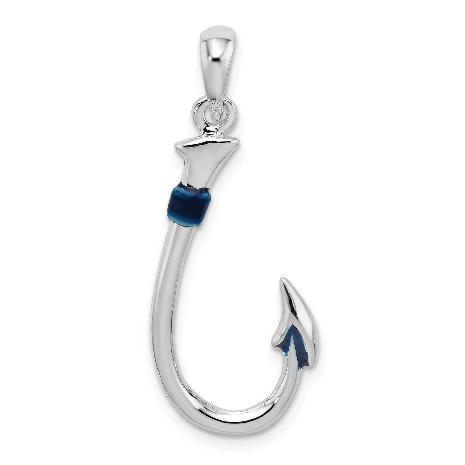 3D Enameled Fish Hook Pendant Sterling Silver Polished QC10623, MPN: QC10623, 637218144426