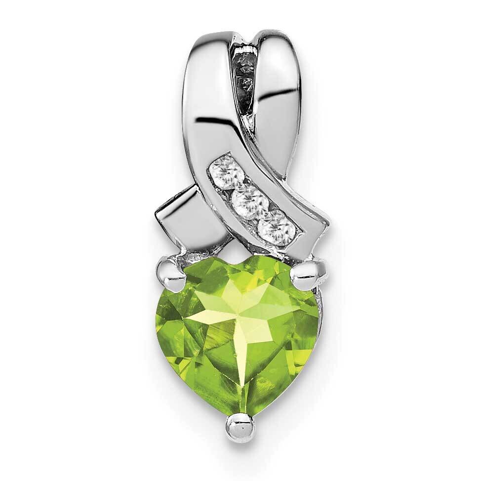 Peridot Diamond Pendant Sterling Silver Rhodium-Plated PM7401-PE-003-SSA, MPN: PM7401-PE-003-SSA,