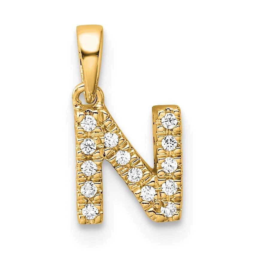 Diamond Letter N Initial Bail Pendant 10k Gold PM9797N-007-1YA, MPN: PM9797N-007-1YA,