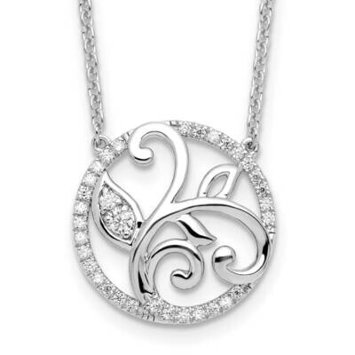 Diamond Floral Circle Necklace 14k White Gold PM9689-025-WLG-18, MPN: PM9689-025-WLG-18, 8839578984…