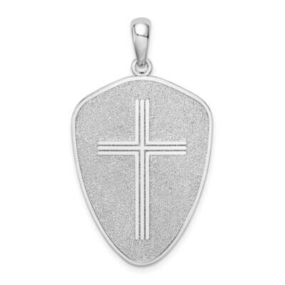 Textured Cross Shield Joshua 1:9 On Reverse Pendant Sterling Silver QC10504, MPN: QC10504, 63721818…