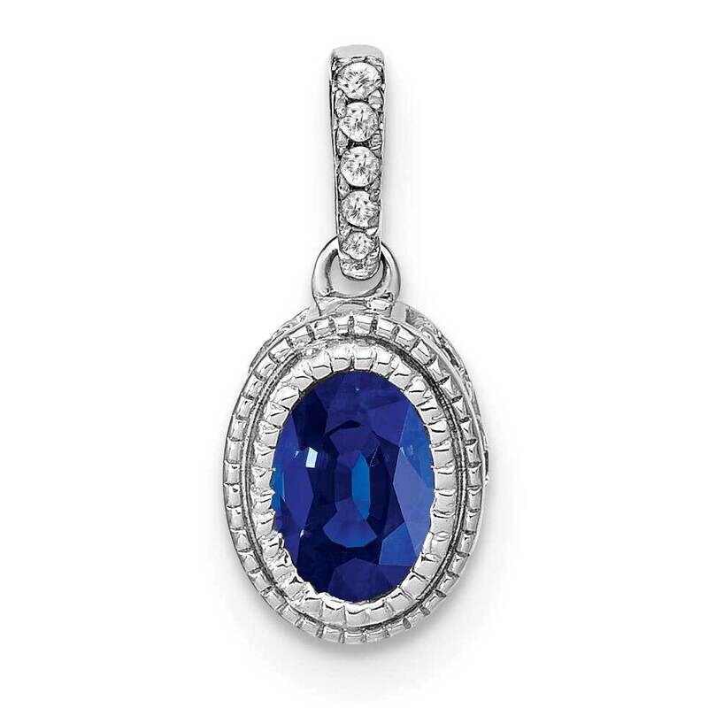 Oval Sapphire Diamond Pendant 14k White Gold PM7093-SA-011-WA, MPN: PM7093-SA-011-WA,