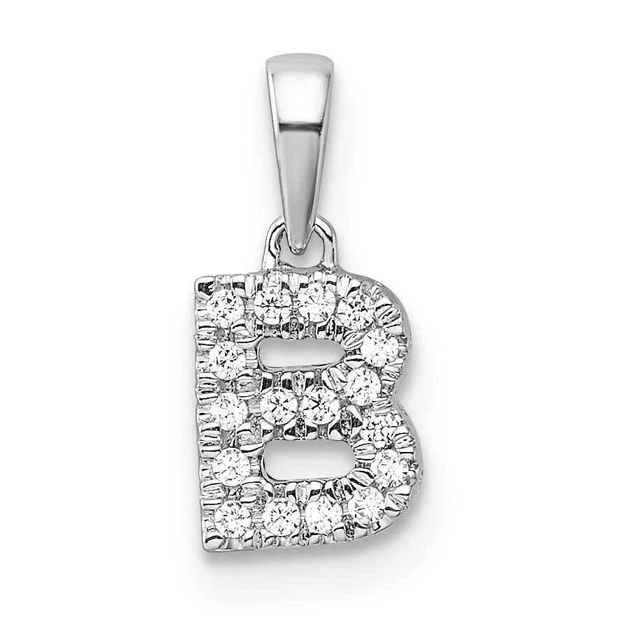 Diamond Letter B Initial Bail Pendant 14k White Gold PM9797B-009-WA, MPN: PM9797B-009-WA,