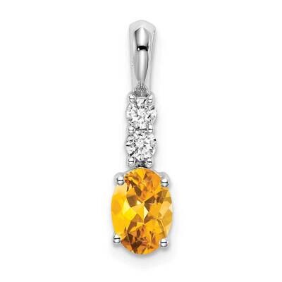 Oval Citrine Diamond Pendant 14k White Gold PM7406-CI-013-WA, MPN: PM7406-CI-013-WA, 191101400339