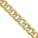 7.75mm Semi-Solid Rhodium Pavc Curb Chain 20 Inch 14k Gold PWF180-20, MPN: PWF180-20,