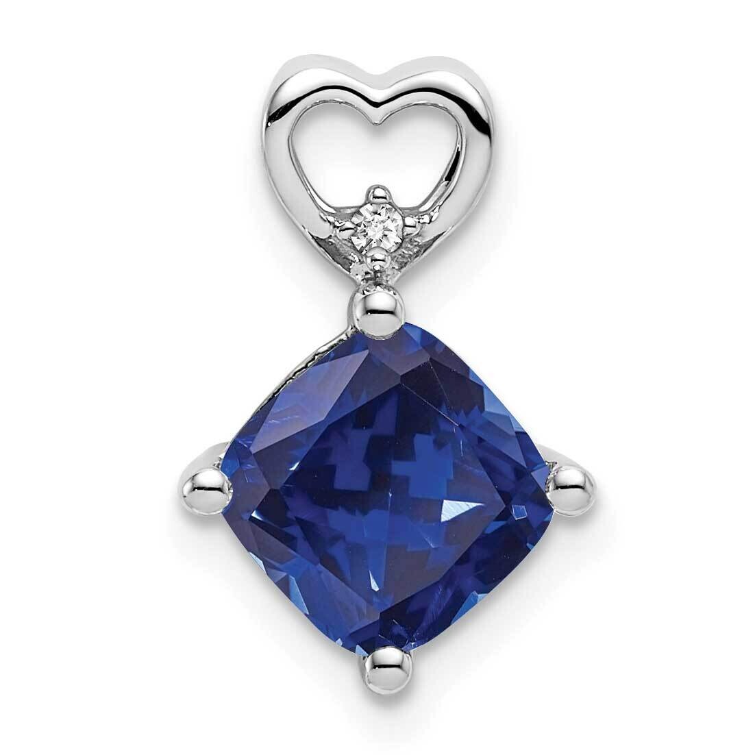 Created Sapphire Diamond Heart Chain Slide 14k White Gold PM7399-CSA-001-WA, MPN: PM7399-CSA-001-WA…