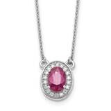 Diamond Oval Ruby 18 Inch Necklace 14k White Gold PM9948-RU-010-WA-18, MPN: PM9948-RU-010-WA-18,