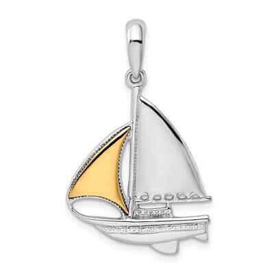 Sailboat 14K Sail Pendant Sterling Silver Polished QC10790G, MPN: QC10790G, 637218150380