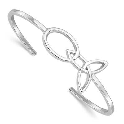 Trinity Knot Cuff Bangle Sterling Silver Rhodium-Plated QB1470, MPN: QB1470,