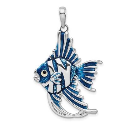 Enameled Angel Fish Pendant Sterling Silver Polished QC10619, MPN: QC10619, 637218144372
