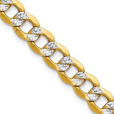 7.1mm Semi-Solid Rhodium Pavc Curb Chain 20 Inch 14k Gold PWF160-20, MPN: PWF160-20,