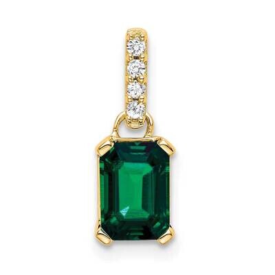 Created Emerald Diamond Pendant 10k Gold PM7410-CEM-004-1YA, MPN: PM7410-CEM-004-1YA,