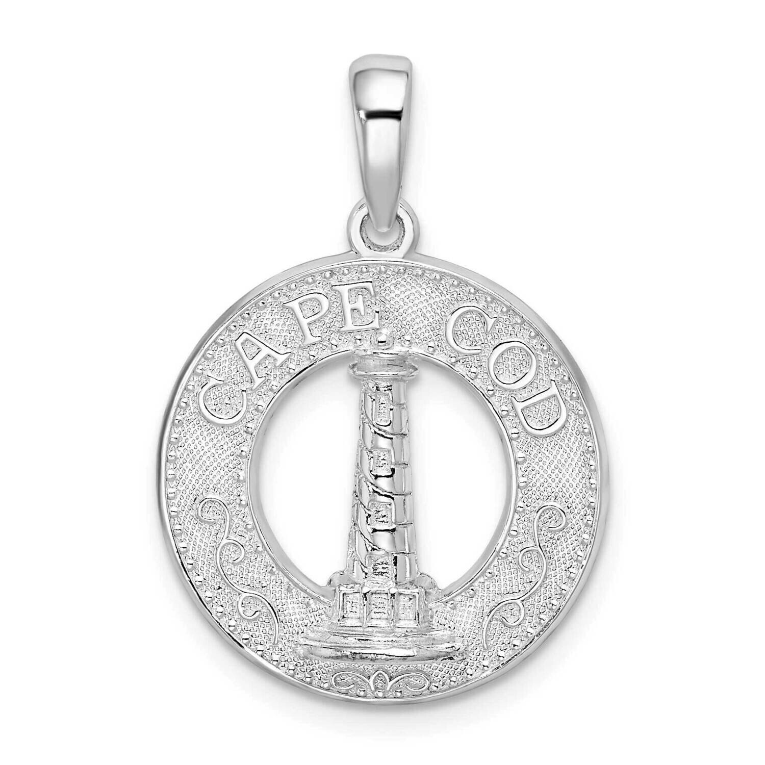 Cape Cod Lighthouse Circle Pendant Sterling Silver Polished QC10090, MPN: QC10090, 637218160334