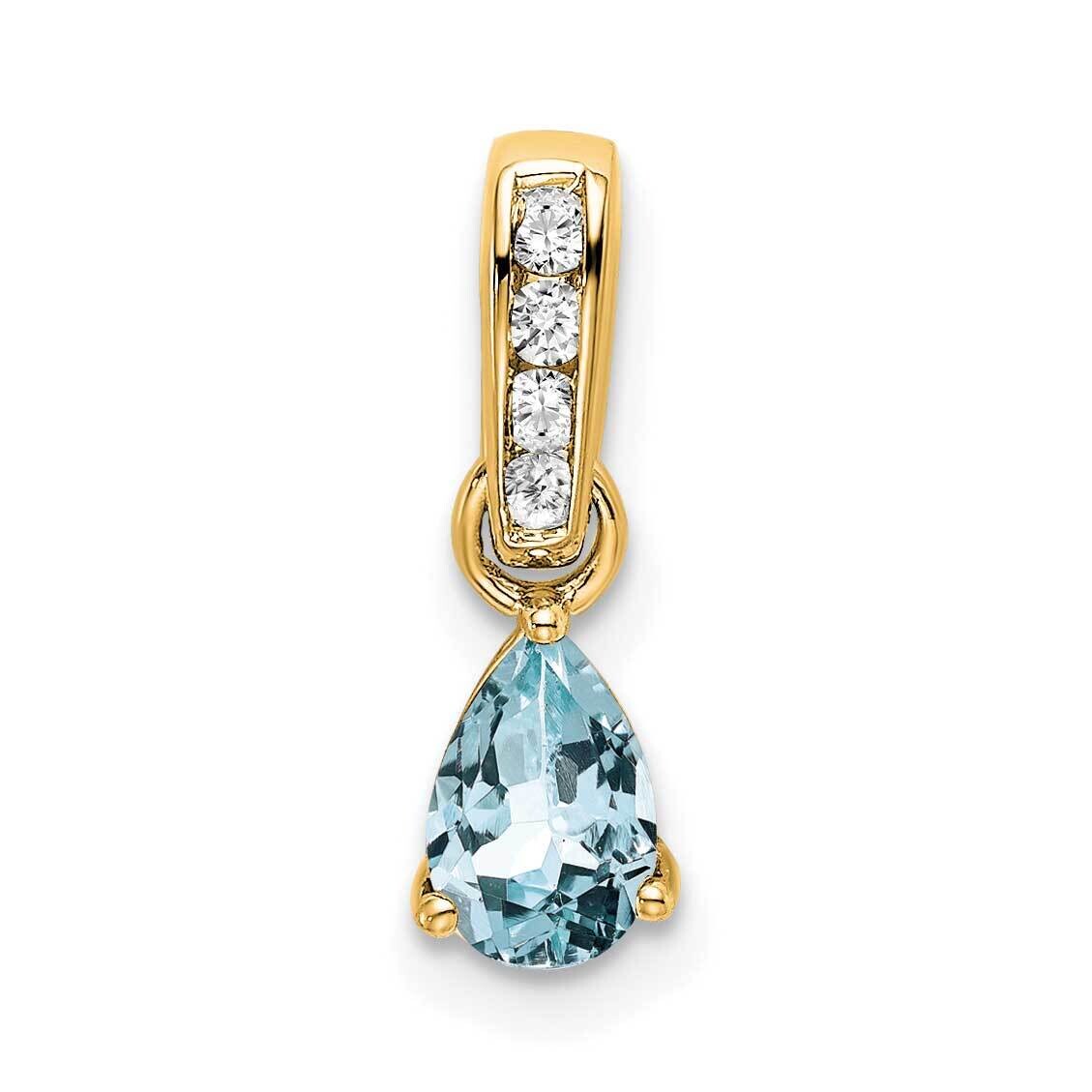 Pear Aquamarine Diamond Pendant 10k Gold PM7409-AQ-005-1YA, MPN: PM7409-AQ-005-1YA,