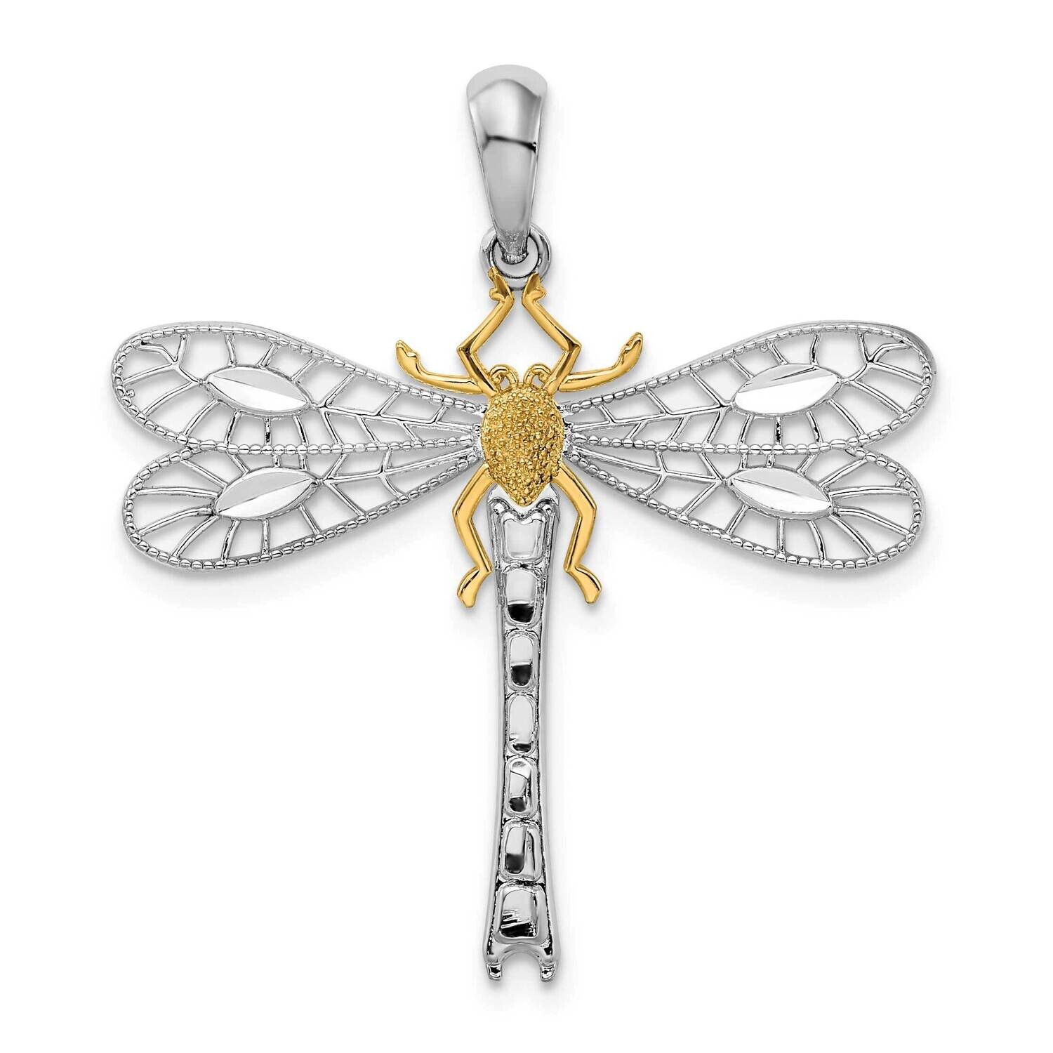 Dragonfly 14K Accent Pendant Sterling Silver Polished QC10880G, MPN: QC10880G, 637218156207