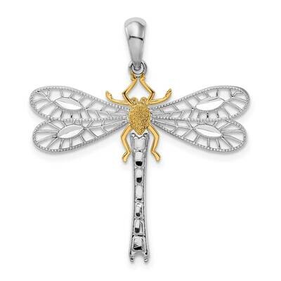Dragonfly 14K Accent Pendant Sterling Silver Polished QC10880G, MPN: QC10880G, 637218156207
