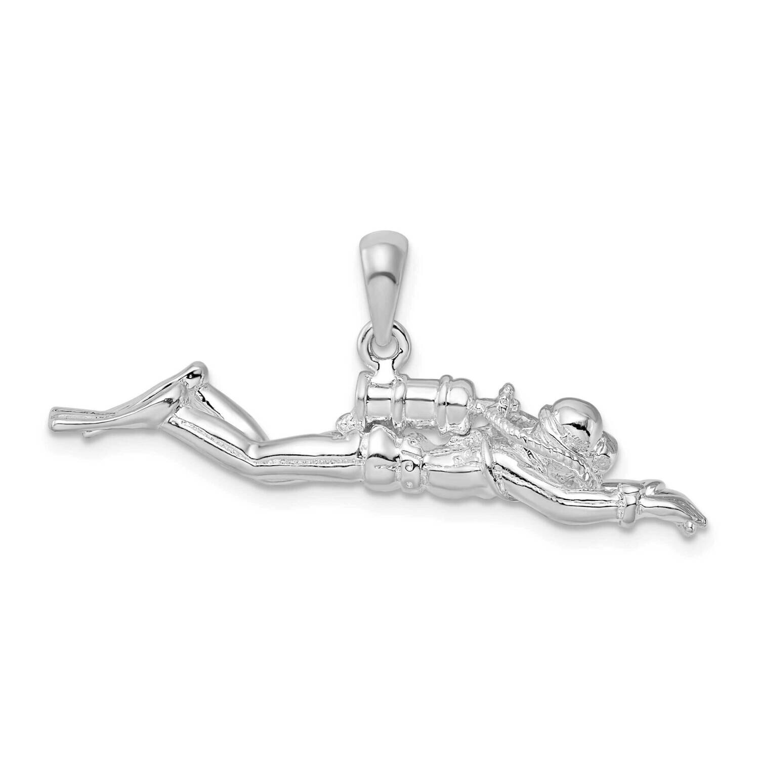 3D Male Scuba Diver Pendant Sterling Silver Polished QC10275, MPN: QC10275, 637218171651