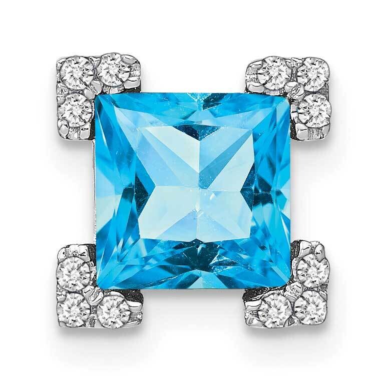 Square Blue Topaz Diamond Chain Slide 14k White Gold PM7103-BT-010-WA, MPN: PM7103-BT-010-WA,