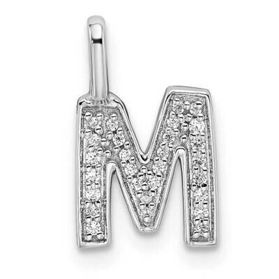 Diamond Letter M Initial Pendant 14k White Gold PM8367M-009-WA, MPN: PM8367M-009-WA, 196904069318