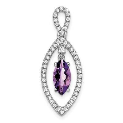 Marquise Amethyst Diamond Chain Slide 14k White Gold PM7110-AM-031-WA, MPN: PM7110-AM-031-WA,