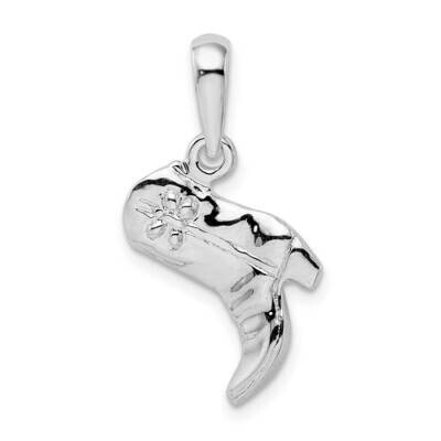 3D Cowboy Boot Pendant Sterling Silver Polished QC10496 by Men&#39;s Jewelry and Accessories, MPN: QC10…