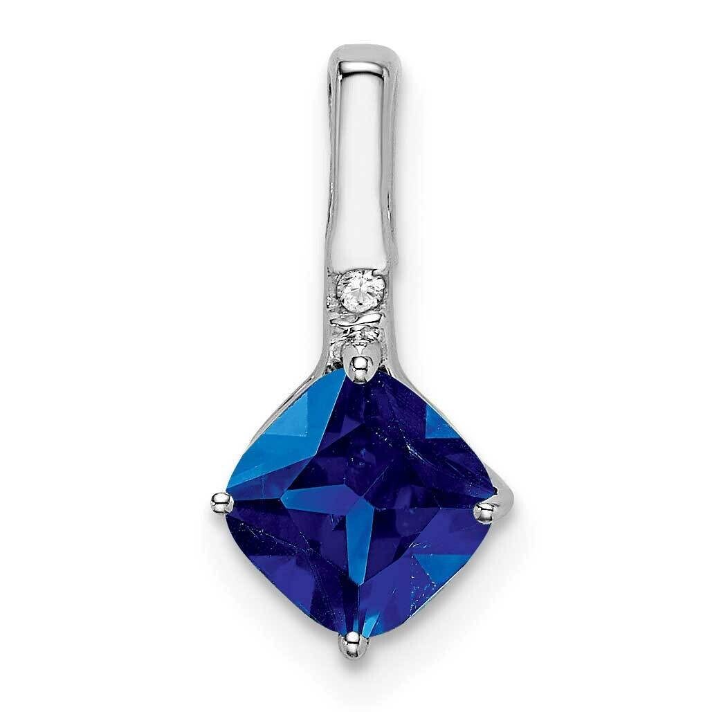 Cushion Sapphire Diamond Pendant 14k White Gold PM7183-SA-001-WA, MPN: PM7183-SA-001-WA,