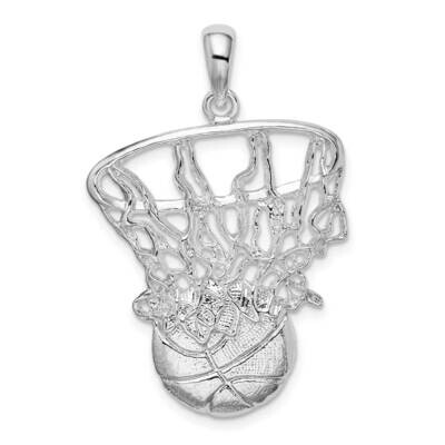 Basketball In Net Pendant Sterling Silver Polished QC10437 by Men&#39;s Jewelry and Accessories, MPN: Q…