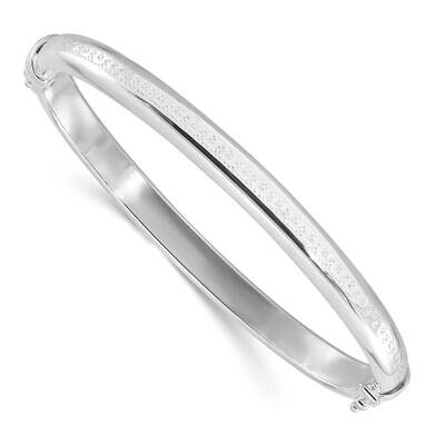 Textured Hinged Bangle Bracelet Sterling Silver Polished QB1511, MPN: QB1511,