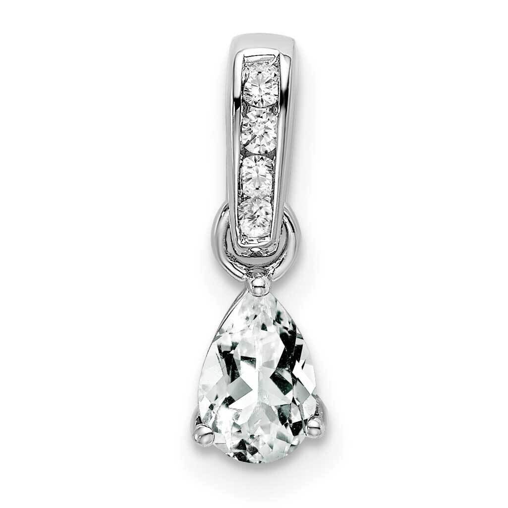 Pear White Topaz Diamond Pendant 14k White Gold PM7409-WT-005-WA, MPN: PM7409-WT-005-WA,