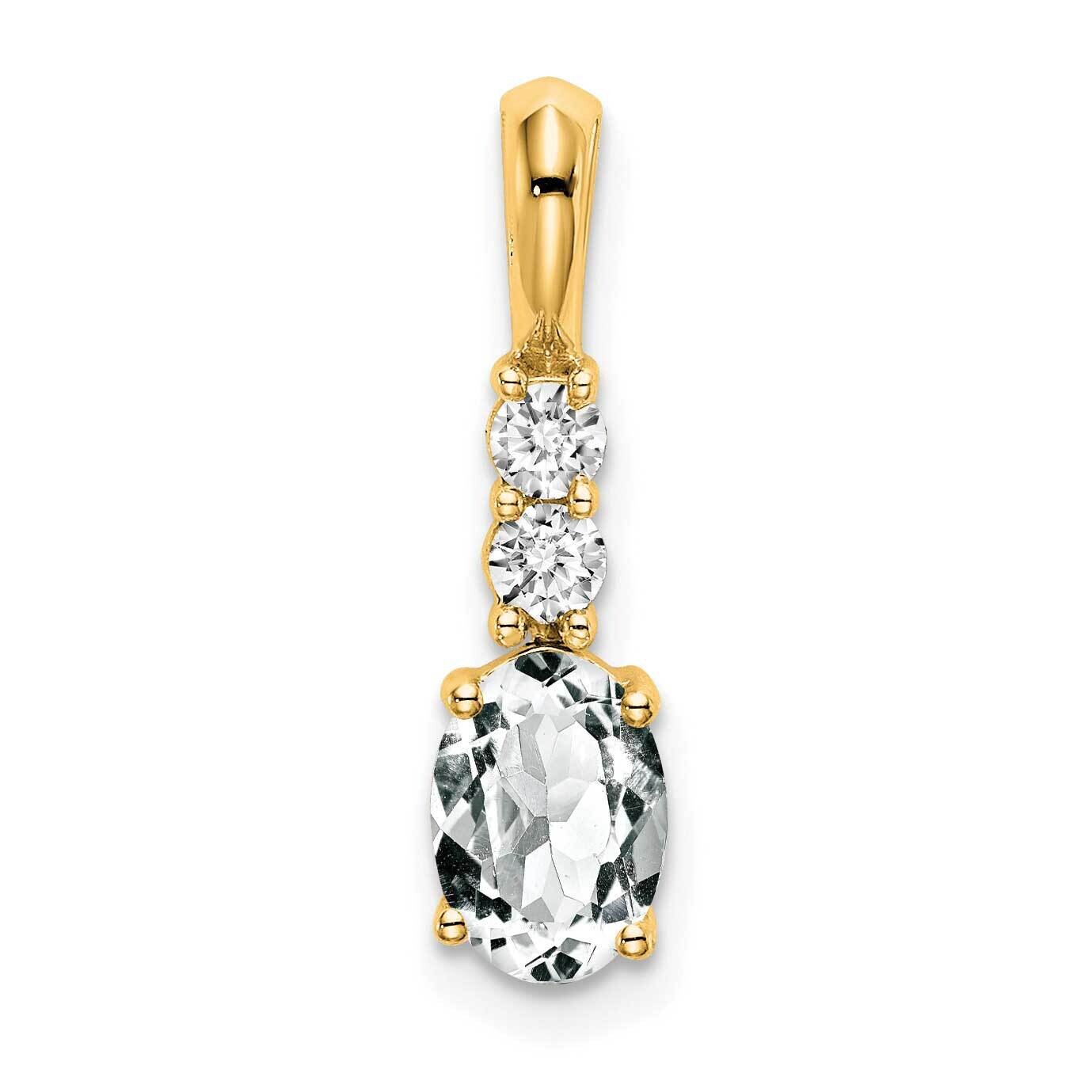 Oval White Topaz Diamond Pendant 14k Gold PM7406-WT-013-YA, MPN: PM7406-WT-013-YA,