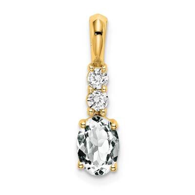 Oval White Topaz Diamond Pendant 14k Gold PM7406-WT-013-YA, MPN: PM7406-WT-013-YA,