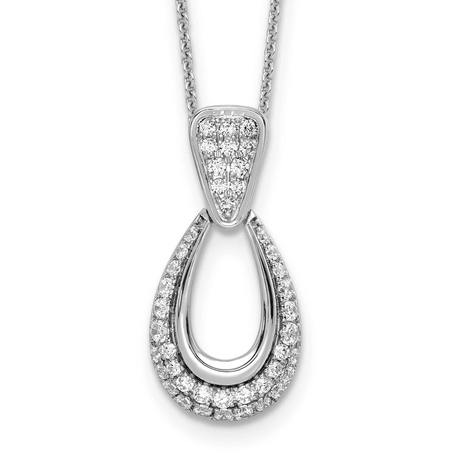 True Origin 1/2 Carat Diamond Vs/Si D E F Fancy Teardrop 18 Inch Necklace 14k White Gold PM8607-056…
