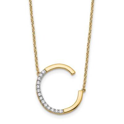 Sideways Diamond Initial C Necklace 14k Gold PM9844C-017-YA, MPN: PM9844C-017-YA,