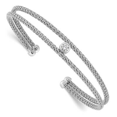 Textured Diamond-Cut CZ Two BCuff Bracelet Sterling Silver Rhodium-Plated QB1527, MPN: QB1527,