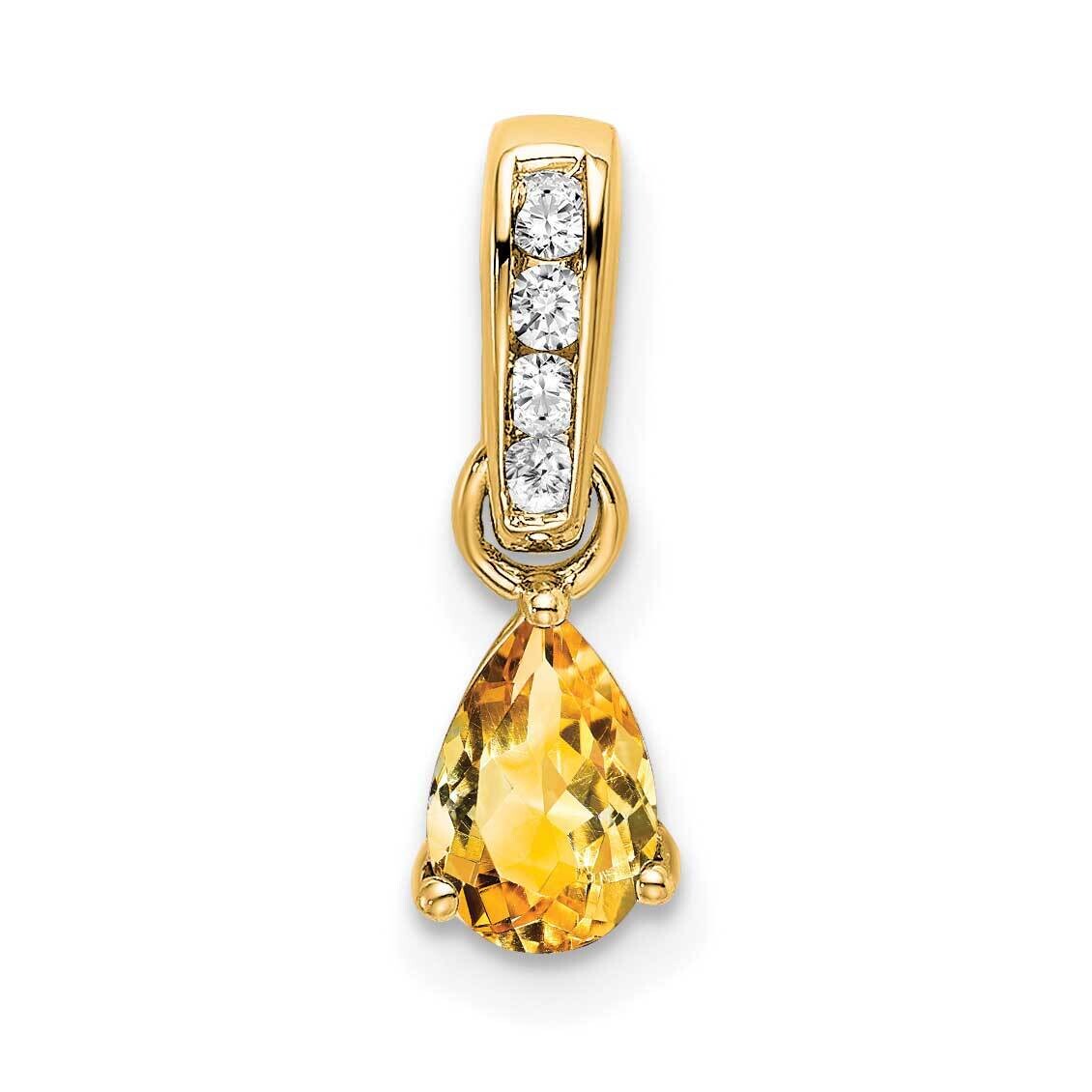 Pear Citrine Diamond Pendant 14k Gold PM7409-CI-005-YA, MPN: PM7409-CI-005-YA,