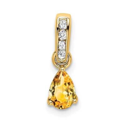 Pear Citrine Diamond Pendant 14k Gold PM7409-CI-005-YA, MPN: PM7409-CI-005-YA,