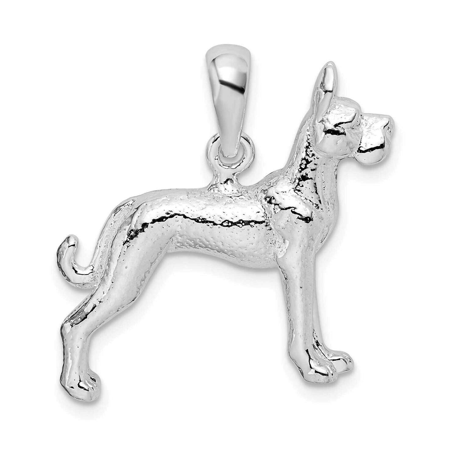 Textured 3D Great Dane Pendant Sterling Silver QC10242