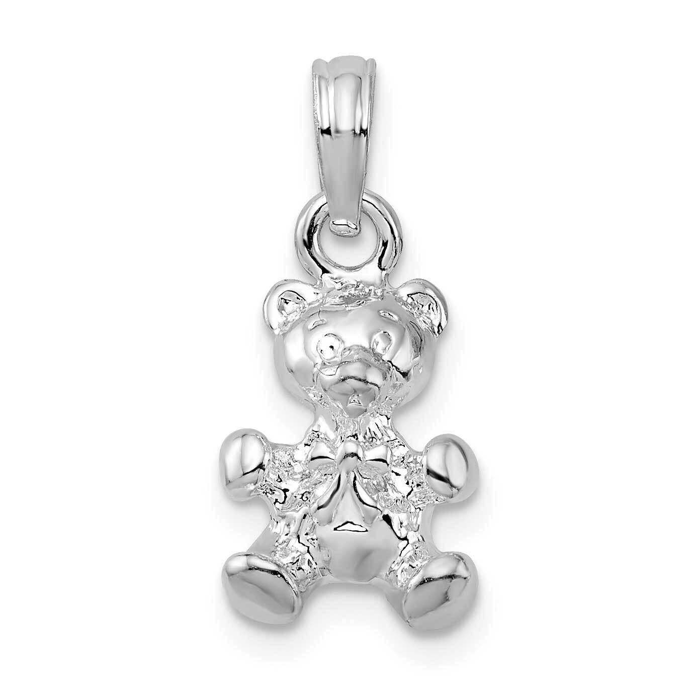 3D Teddy Bear Bow Tie Pendant Sterling Silver Polished QC10337, MPN: QC10337, 637218173334