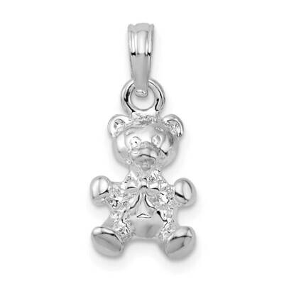3D Teddy Bear Bow Tie Pendant Sterling Silver Polished QC10337, MPN: QC10337, 637218173334